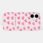 Custom Names Romantic Pink Love Design -  iPhone 16 Hoesje (Achterkant horizontaal)