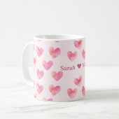 Custom Names Romantic Pink Love Design -  Koffiemok (Voorkant links)