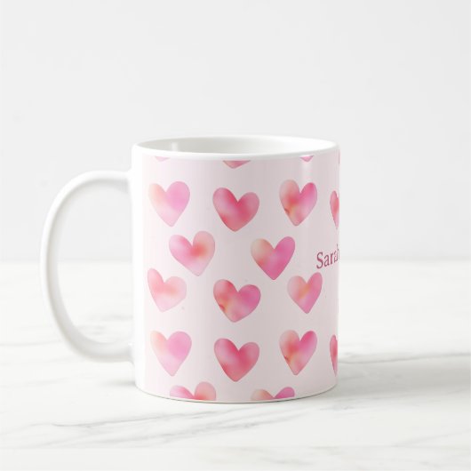 Custom Names Romantic Pink Love Design -  Koffiemok (Links)