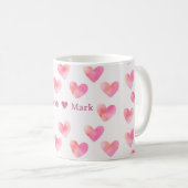 Custom Names Romantic Pink Love Design -  Koffiemok (Voorkant rechts)
