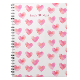 Custom Names Romantic Pink Love Design -  Notitieboek