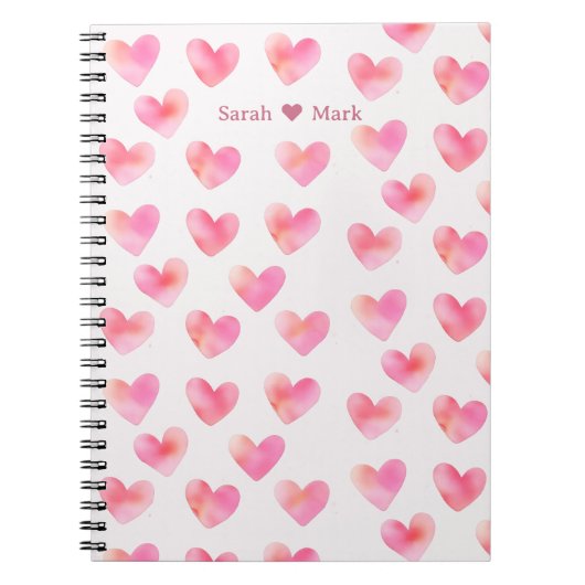 Custom Names Romantic Pink Love Design -  Notitieboek (Voorkant)
