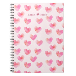 Custom Names Romantic Pink Love Design -  Notitieboek