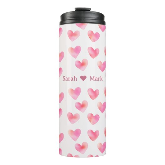Custom Names Romantic Pink Love Design -  Thermosbeker (Voorkant)