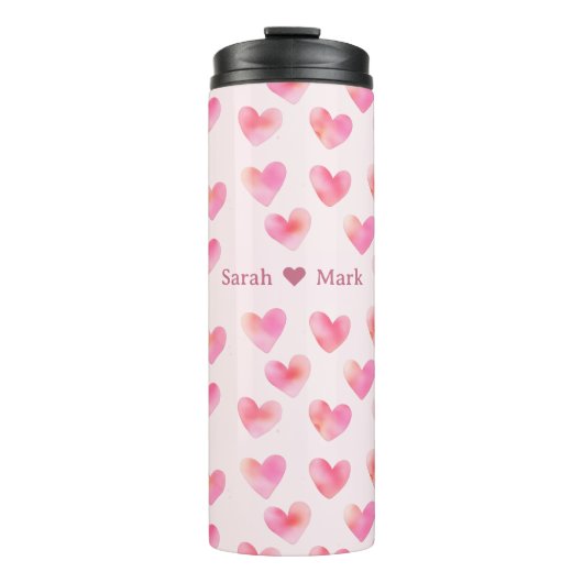 Custom Names Romantic Pink Love Design -  Thermosbeker (Voorkant)