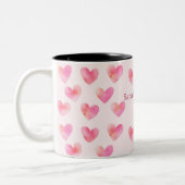 Custom Names Romantic Pink Love Design -  Tweekleurige Koffiemok (Links)