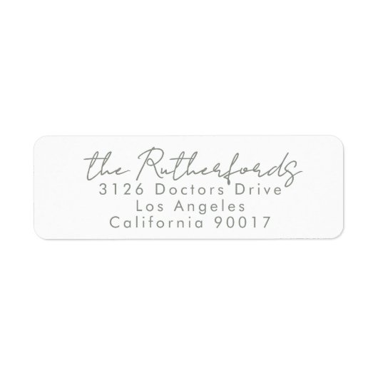 Custom Names Sage Modern Wedding Return Address Etiket (Voorkant)