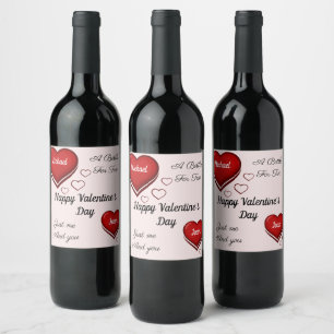 CUSTOM NAMES Valentijnsdag Champagne Etiket op fle