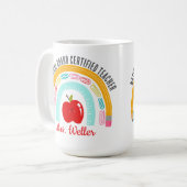Custom National Board Certified Teacher Rainbow Koffiemok (Voorkant links)