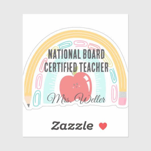 Custom National Board Certified Teacher Rainbow Sticker (Vel)