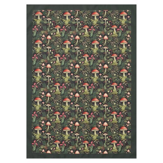 Custom Nature Tablecloth Mushrooms in Warm Hues Tafelkleed (Voorkant)