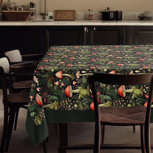 Custom Nature Tablecloth Mushrooms in Warm Hues Tafelkleed