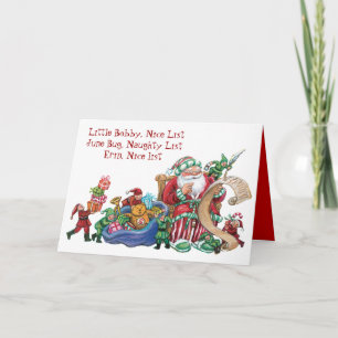 Custom Naughty Nice List Christmas Kaart voor kind