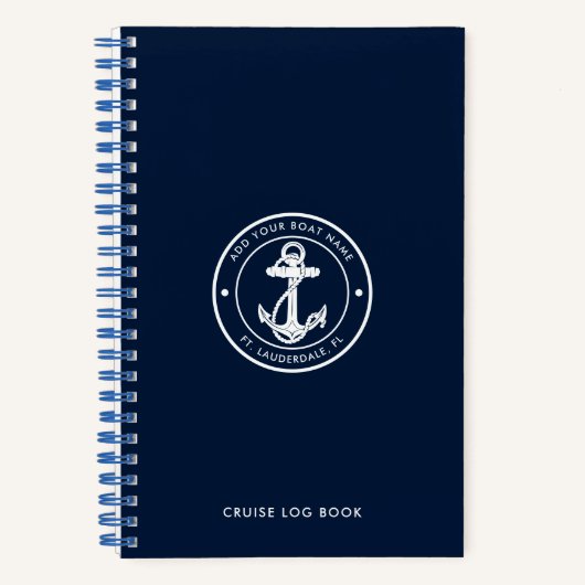 Custom Nautical Anchor and Boat Name Notitieboek (Voorkant)