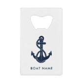 Custom Nautical Anchor Beach House Boat Name Creditkaart Flessenopener (Voorkant)