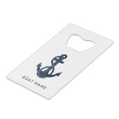 Custom Nautical Anchor Beach House Boat Name Creditkaart Flessenopener (Achterkant Gekanteld)