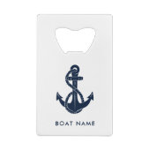 Custom Nautical Anchor Beach House Boat Name Creditkaart Flessenopener (Achterkant)