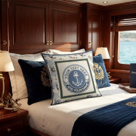 Custom Nautical Anchor Emblem Navy Blue & Gold Kussen