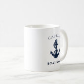 Custom Nautical Captain Boat Anchor Navy Koffiemok (Voorkant rechts)