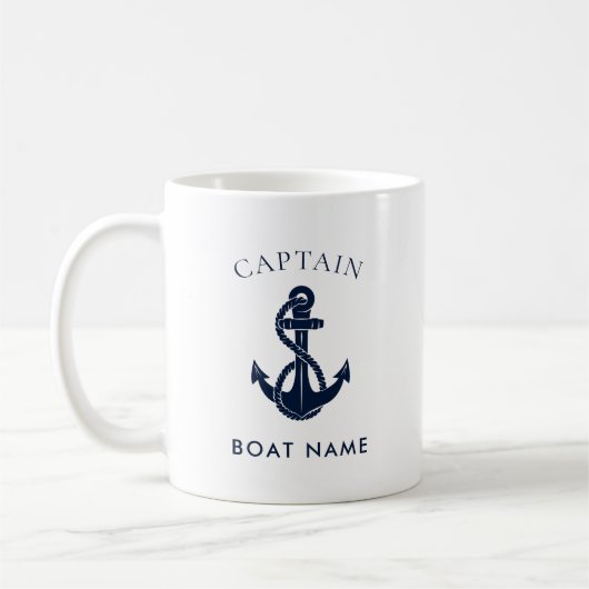 Custom Nautical Captain Boat Anchor Navy Koffiemok (Links)
