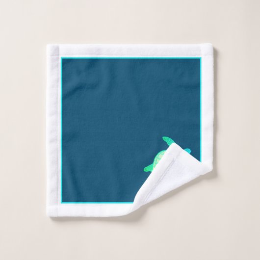 Custom Nautical Coastal Sea Turtle Aqua Teal Blue Bad Handdoek (Wasdoekje)