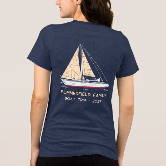 Custom Nautical Matching Family Boat Trip Tri-Blend Shirt (Achterkant)