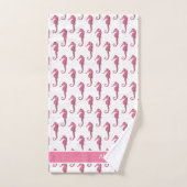 Custom Nautical Seahorse Badkamer Zee Koraal Roze Bad Handdoek (Handdoek)