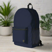 Custom Navy Blauw Goud Initiaal Monogram Jongenssp Bedrukte Rugzak