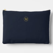 Custom Navy Blauw Goud Monogram Minimale Reiniging Etui (Voorkant)