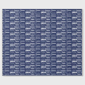 Custom Navy Blue Boys Naam Collage Verjaardag Cadeaupapier (Vlak)