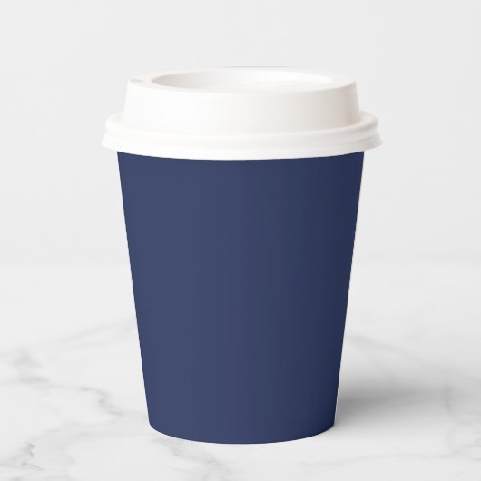 Custom Navy Blue Business Logo Expresso Barista Papieren Bekers (Achterkant)