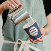 Custom Navy Blue Business Logo Expresso Barista Papieren Bekers