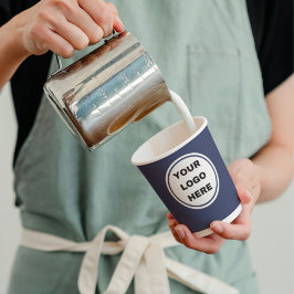 Custom Navy Blue Business Logo Expresso Barista Papieren Bekers