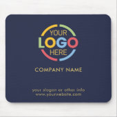 Custom Navy Blue Company Business Logo Branded Muismat (Voorkant)