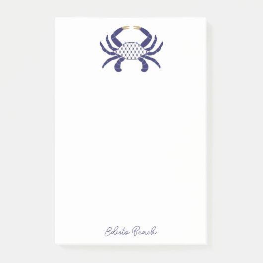 Custom Navy Blue Crab, Coastal Sticky Notes (Voorkant)