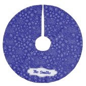 Custom Navy Blue Doodle Christmas Sleigh Pattern Kerstboom Rok (Voorkant)