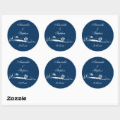 Custom Navy Blue Floral bruiloft gunst Stickers (Vel)