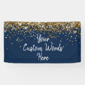 Custom Navy Blue & Gold Birthday Party Photo Booth Spandoek (Horizontaal)