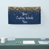 Custom Navy Blue & Gold Birthday Party Photo Booth Spandoek (Beurs)