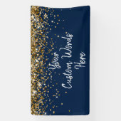 Custom Navy Blue & Gold Birthday Party Photo Booth Spandoek (Verticaal)