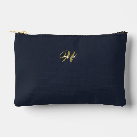 Custom Navy Blue Gold Monogram Minimal Clean Etui (Voorkant)