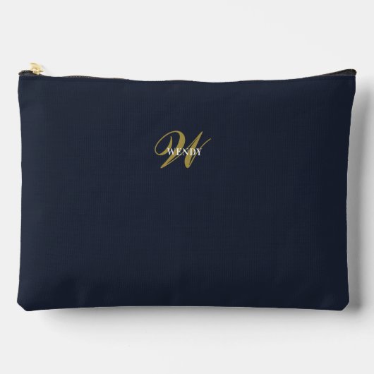 Custom Navy Blue Gold Monogram Minimal Clean Etui (Voorkant)