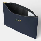Custom Navy Blue Gold Monogram Minimal Clean Etui (Open)
