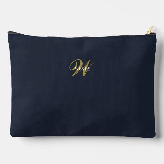 Custom Navy Blue Gold Monogram Minimal Clean Etui (Achterkant)