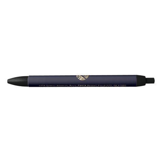 Custom Navy Blue Gold Pen met Logo (Voorkant)