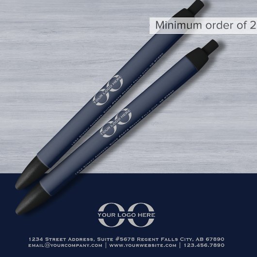 Custom Navy Blue Grey promotiepen met Logo Zwarte Inkt Pen