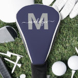 Custom Navy Blue Initiaal Naam Monogram Golfheadcover<br><div class="desc">Aangepaste Creëer Uw eigen gepersonaliseerde Initiaal naam Monogram Golf Head Hoesje. Ontworpen met een marineblauwe achtergrond, zacht grijs belettering voor het initiaal en een vloeiend wit script voor de naam, brengt deze hoofdbedekking een verfijnde en gepersonaliseerde uitstraling aan de cursus. Perfect voor de stijlvolle golfer die houdt van een mix...</div>