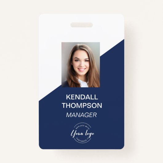 Custom Navy Blue Medewerker Foto Bedrijfsbeveiligi Badge (Voorkant)