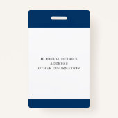 Custom Navy Blue Medical Hospital Medewerker Foto Badge (Achterkant)