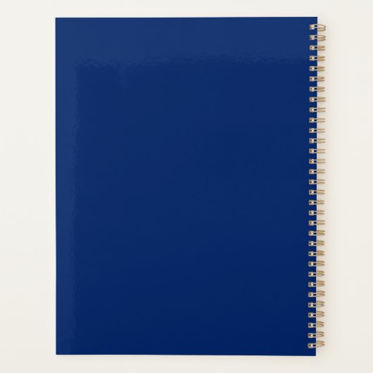 Custom Navy Blue Personalized Text Planner for Dai (Achterkant)